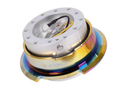 NRG Innovations Steering Wheel Hub Quick Release; Silver Black with NeoChrome Ring (Universal; Some Adaptation May Be Required)