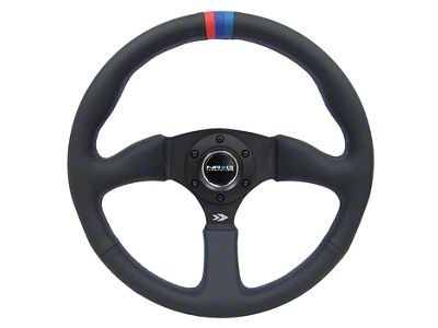 NRG Innovations 350mm 2-Inch Deep Dish Steering Wheel; Black Leather with M3 Stitching (Universal; Some Adaptation May Be Required)