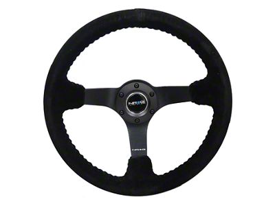 NRG Innovations 350mm 3-Inch Deep Dish Steering Wheel; Black Alcantara with Black Stitching (Universal; Some Adaptation May Be Required)