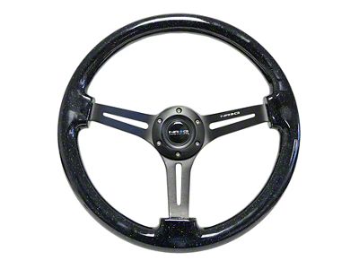 NRG Innovations 350mm 3-Inch Deep Dish Wood Steering Wheel with Slit Spokes; Galaxy and Black (Universal; Some Adaptation May Be Required)