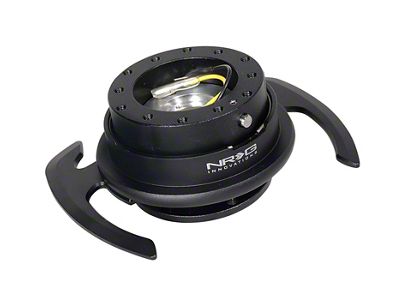 NRG Innovations 4.0 Steering Wheel Hub Quick Release; Black with Black Handles (Universal; Some Adaptation May Be Required)