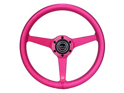 NRG Innovations All Aluminum 330mm Steering Wheel with Heritage Solid Spokes; Anodized Pink (Universal; Some Adaptation May Be Required)