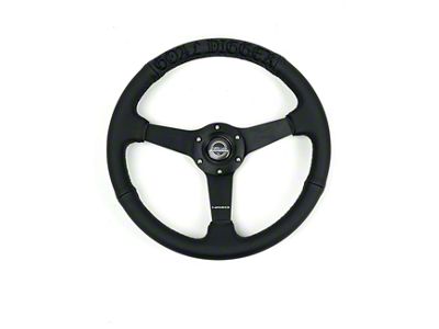 NRG Innovations 350mm Flat Steering Wheel; Black Perforated Leather with Goal Digger Black Stitching (Universal; Some Adaptation May Be Required)