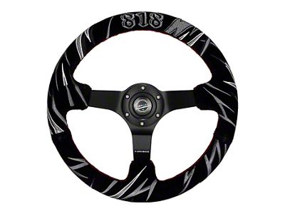 NRG Innovations Jeff Jones Racing Signature 350mm Steering Wheel; Black Suede (Universal; Some Adaptation May Be Required)