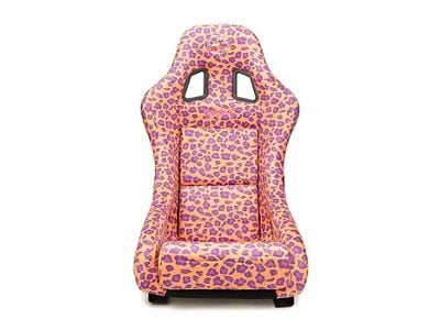 NRG Innovations Prisma Savage Medium Bucket Seat; Orange Vegan Cheetah Print (Universal; Some Adaptation May Be Required)