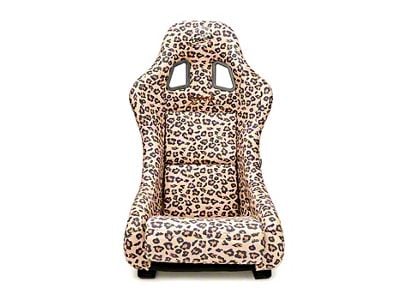 NRG Innovations Prisma Savage Medium Bucket Seat; Pink Vegan Cheetah Print (Universal; Some Adaptation May Be Required)
