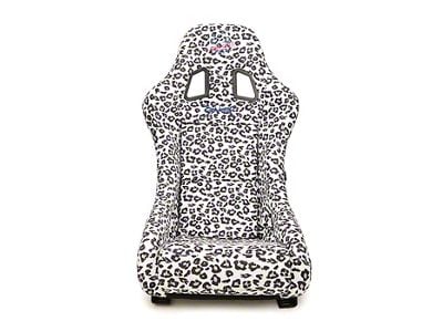 NRG Innovations Prisma Savage Medium Bucket Seat; White Vegan Cheetah Print (Universal; Some Adaptation May Be Required)