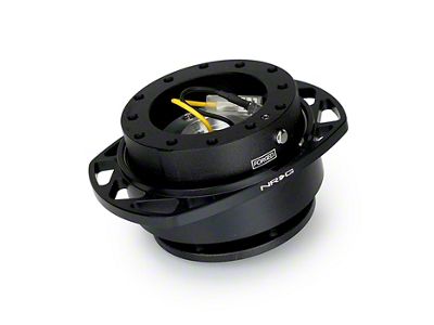 NRG Innovations Steering Wheel Hub Quick Release; Black with Black Cutout Ring (Universal; Some Adaptation May Be Required)