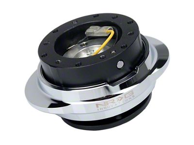 NRG Innovations Steering Wheel Hub Quick Release; Black with Shinny Silver Oval Ring (Universal; Some Adaptation May Be Required)