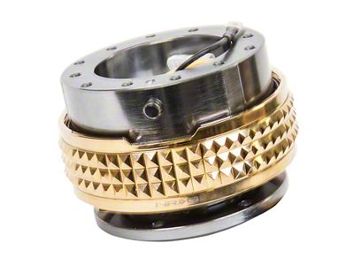 NRG Innovations Steering Wheel Hub Quick Release; Gunmetal with Chrome Gold Pyramid Ring (Universal; Some Adaptation May Be Required)