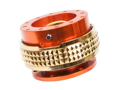 NRG Innovations Steering Wheel Hub Quick Release; Orange with Chrome Gold Pyramid Ring (Universal; Some Adaptation May Be Required)