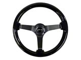 NRG Innovations Wood Grain 350mm 3-Inch Deep Dish Steering Wheel; Black (Universal; Some Adaptation May Be Required)