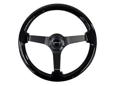 NRG Innovations Wood Grain 350mm 3-Inch Deep Dish Steering Wheel; Black (Universal; Some Adaptation May Be Required)