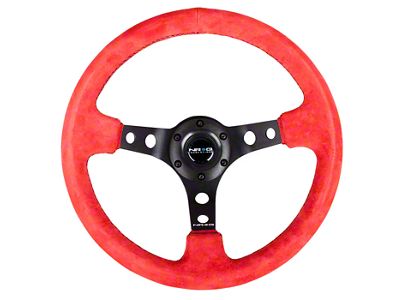 NRG Innovations 350mm 3-Inch Deep Dish Steering Wheel; Red Suede (Universal; Some Adaptation May Be Required)