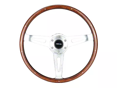 NRG Innovations Classic Wood Grain 380mm Steering Wheel with 9-Rivets; Mahogany (Universal; Some Adaptation May Be Required)