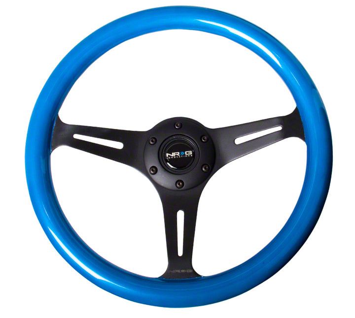 NRG Innovations Classic Wood Grain Steering Wheel (350mm) Black Sparkled Grip W/Black 3-Spoke Center
