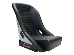 NRG Innovations ST Retro Low Bucket Seat; Black PVC Leather and Silver Fiberglass Back (Universal; Some Adaptation May Be Required)