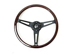 NRG Innovations Vintage 380mm Steering Wheel; Black and Dark Wood Grain (Universal; Some Adaptation May Be Required)