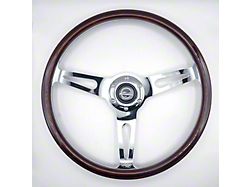 NRG Innovations Vintage 380mm Steering Wheel; Chrome and Dark Wood Grain (Universal; Some Adaptation May Be Required)