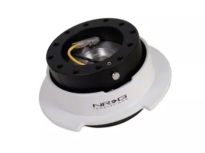NRG Innovations 2.5 Steering Wheel Hub Quick Release; Black Body with White Ring (Universal; Some Adaptation May Be Required)