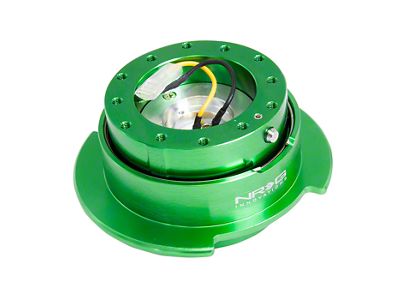 NRG Innovations 2.5 Steering Wheel Hub Quick Release; Green Body with Titanium Chrome Ring (Universal; Some Adaptation May Be Required)
