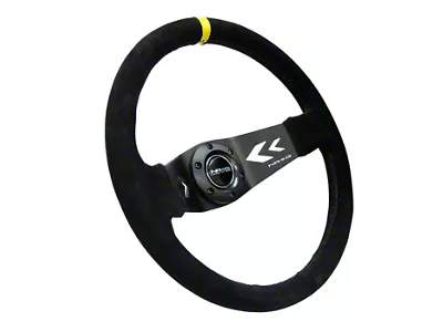 NRG Innovations 350mm Two Spoke Steering Wheel; Suede Leather with Yellow Center Mark (Universal; Some Adaptation May Be Required)
