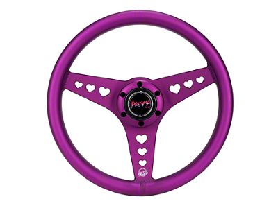 NRG Innovations All Aluminum 330mm Steering Wheel with Heart Cutout Spokes; Anodized Purple (Universal; Some Adaptation May Be Required)