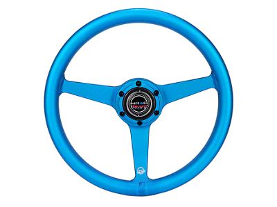 NRG Innovations All Aluminum 330mm Steering Wheel with Heritage Solid Spokes; Anodized Blue (Universal; Some Adaptation May Be Required)