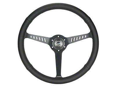 NRG Innovations Classic Stealth 380mm Steering Wheel; Perforated Leather with Black Stitching (Universal; Some Adaptation May Be Required)