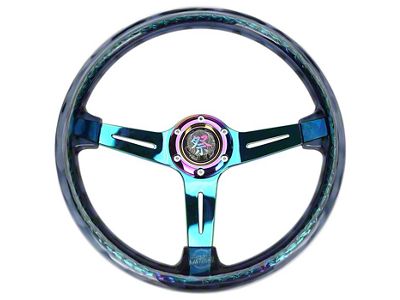 NRG Innovations Matsuri 350mm 2-Inch Deep Dish Steering Wheel; Neochrome and Smoked (Universal; Some Adaptation May Be Required)