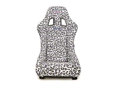 NRG Innovations Prisma Savage Medium Bucket Seat; White Vegan Cheetah Print (Universal; Some Adaptation May Be Required)