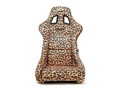 NRG Innovations Prisma Savage Large Bucket Seat; Brown Vegan Cheetah Print (Universal; Some Adaptation May Be Required)
