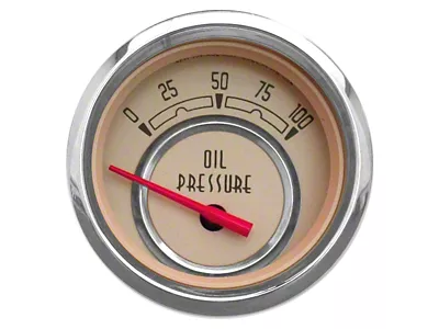 New Vintage USA Woodward Series Oil Pressure Gauge; 0-100 PSI; Beige; 2-1/16-Inch (Universal; Some Adaptation May Be Required)