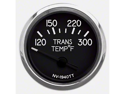 New Vintage USA 1940 Series Transmission Temperature Gauge with Sender; Black; 2-1/16-Inch (Universal; Some Adaptation May Be Required)