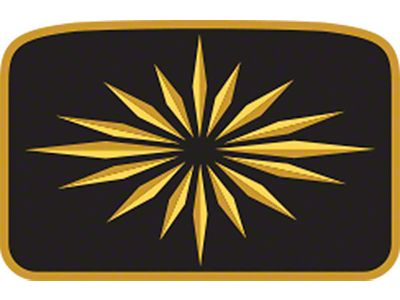 1967 Camaro Seat Belt Emblem Set; Deluxe Interior; Gold / Black; Pair