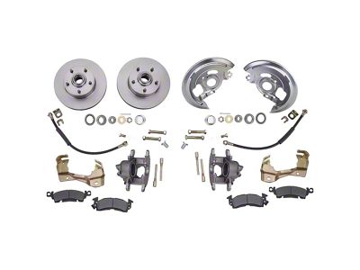 1967-1969 Camaro Front Disc Brake Kit; Plain Rotors; Natural Finish Calipers