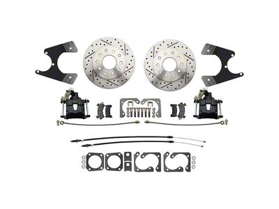 1968-1969 Camaro Rear Disc Brake Kit; Drilled/Slotted Rotors; Black Calipers