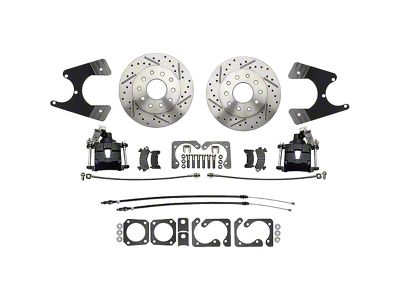 1967 Camaro Rear Disc Brake Kit; Drilled/Slotted Rotors; Black Calipers