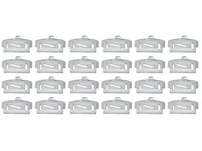 1975-1981 Camaro Windshield/Back Glass Molding Clip Set; 1-1/2-Inch x 1/2-Inch; White Nylon; 24 pcs