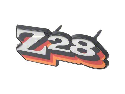 1978 Camaro Z28 Nameplate Front Grill Emblem; Red / Orange