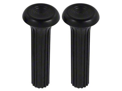 1968-1970 Camaro Door Lock Knobs; Plastic; Ribbed Design; Black; Pair