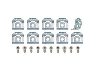 1970-1971 Camaro Front Windshield, Rear Window Glass Molding Clip Set; with Sealing Screws; 10 Clip Set