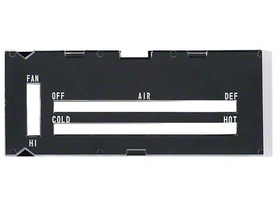 1970-1972 Camaro Heater Control Lens; with Black Backing Paper; without AC