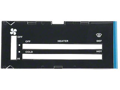 1980-1981 Camaro Heater Control Lens; with Black Backing Paper; without AC