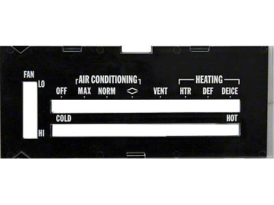 1970-1972 Camaro Heater Control Lens; with Air Conditioning; with Black Backing Paper