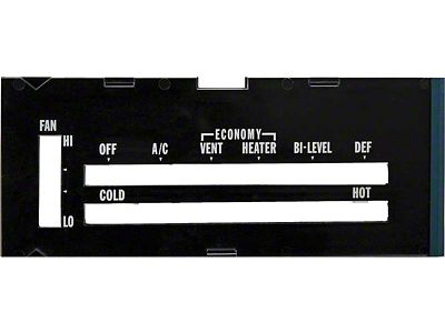 1974-1975 Camaro Heater Control Lens; with Air Conditioning; with OE Style Black Backing Paper