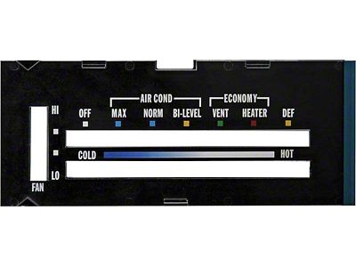1976-1979 Camaro Heater Control Lens; with Air Conditioning; with Black Backing Paper