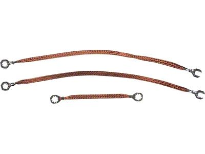 1967-1968 Camaro Ground Strap Set; Engine, Subframe; 8 Cylinder; 3 Piece Set