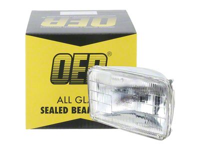 1982-1992 Camaro Headlamp Sealed Beam; 12 Volt; High Beam; 4-Inch x 6-Inch; Rectangular; Halogen