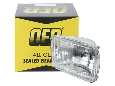 1982-1992 Camaro Headlamp Sealed Beam; 12 Volt; Low Beam; 4-Inch x 6-Inch; Rectangular; Halogen